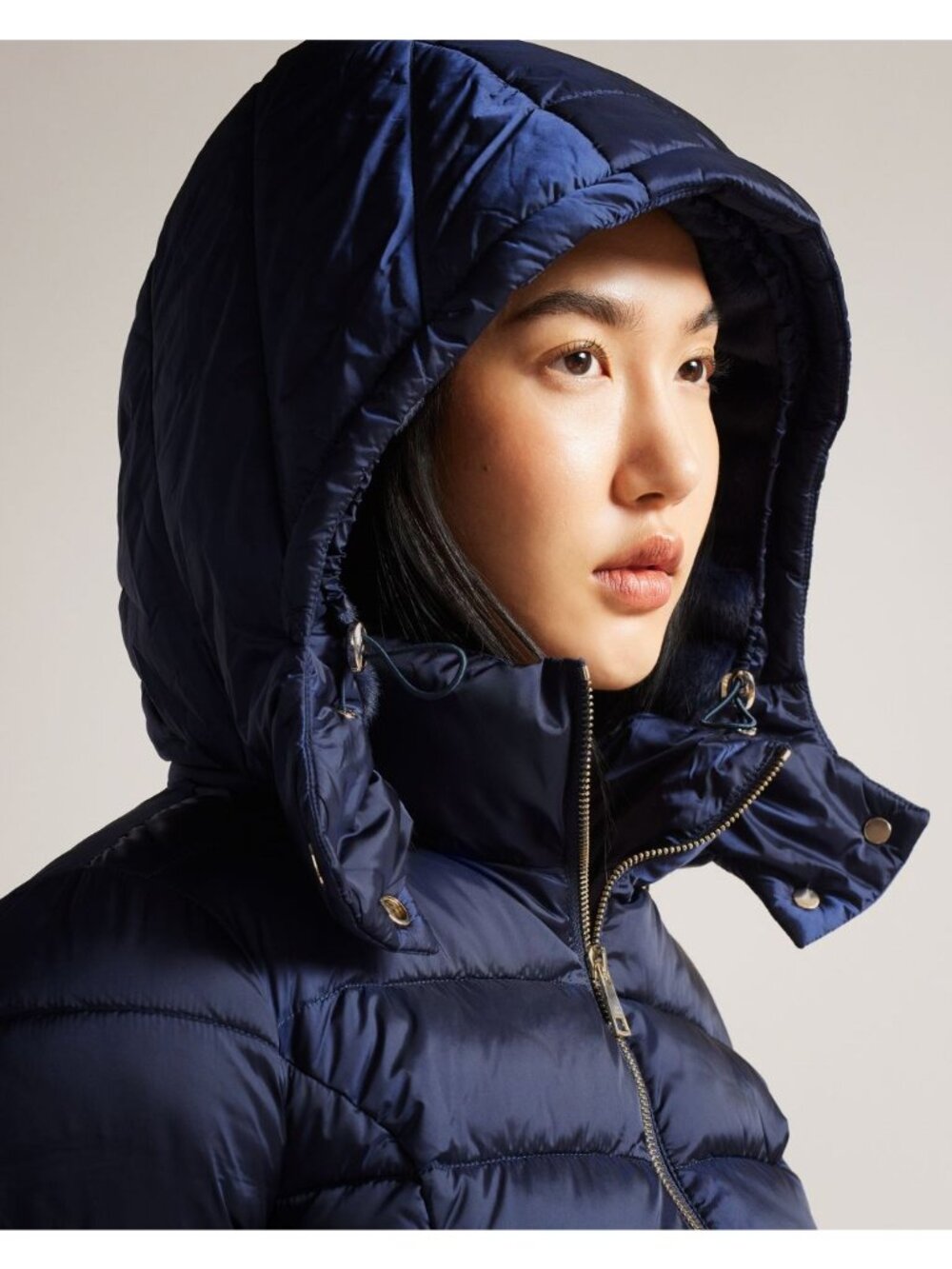 Ted Baker Aliciee Quilted Navy Belted Coat - Size 0/2 US - New with Tags - Picture 6 of 13